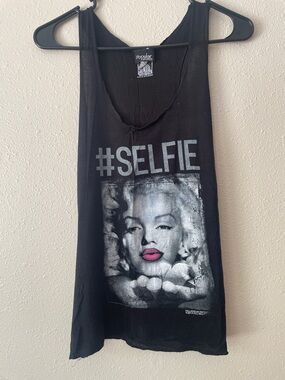 Black Graphic Tank Top with Marilyn Monroe
